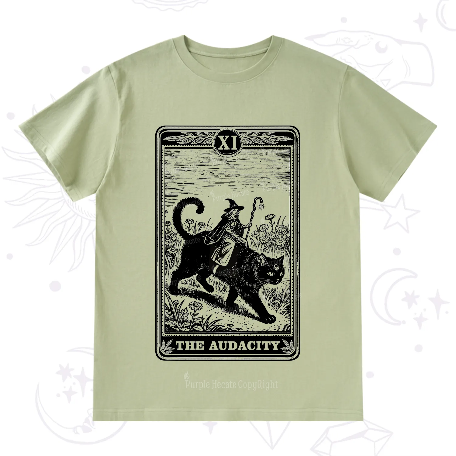 Purplehecate The Audacity Wizard Cat Tarot T-Shirt