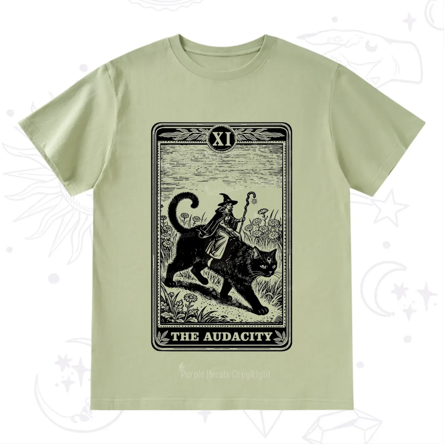 Purplehecate The Audacity Wizard Cat Tarot T-Shirt