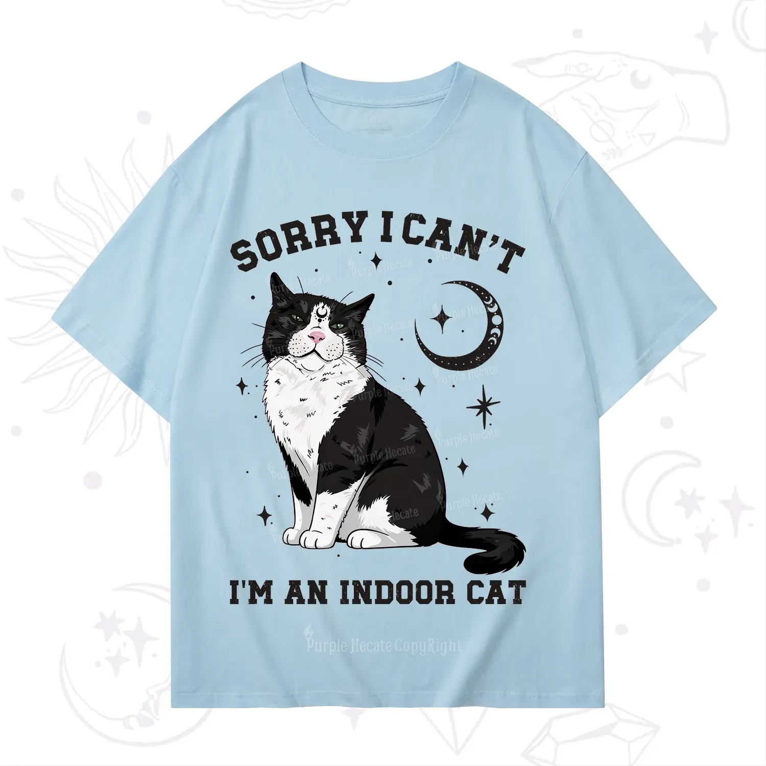 Purplehecate Sorry I Can't Go I'm an Indoor Cat T-Shirt