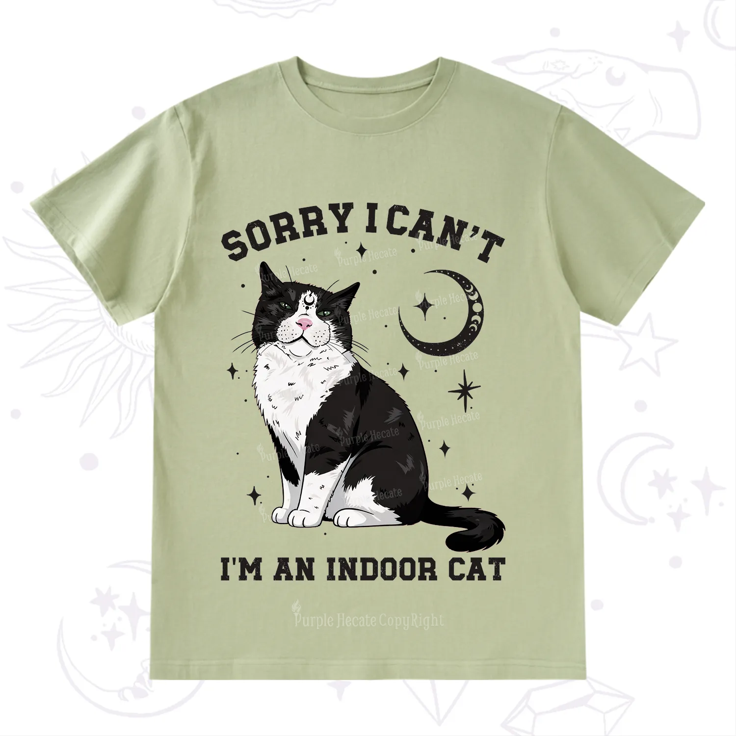 Purplehecate Sorry I Can't Go I'm an Indoor Cat T-Shirt