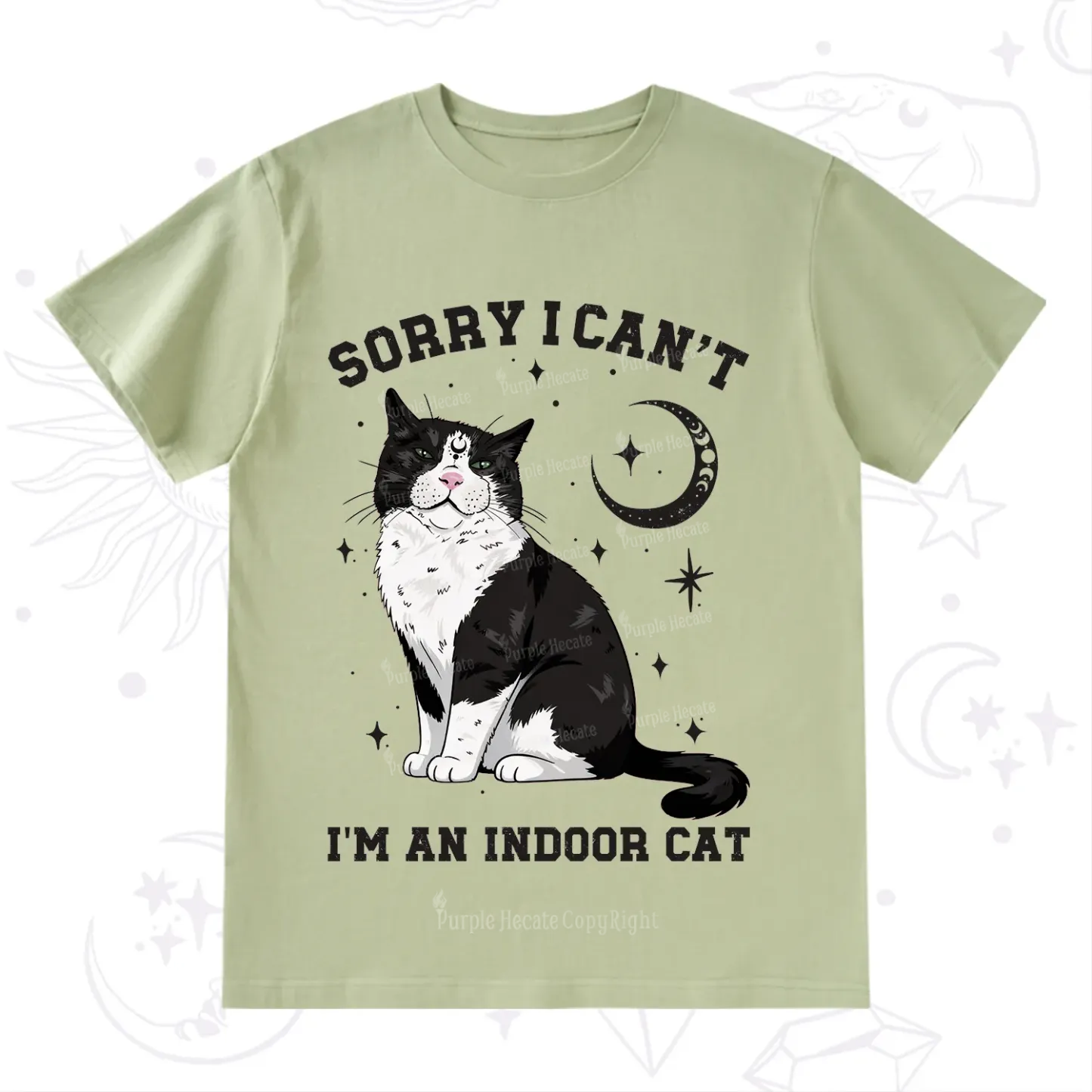 Purplehecate Sorry I Can't Go I'm an Indoor Cat T-Shirt