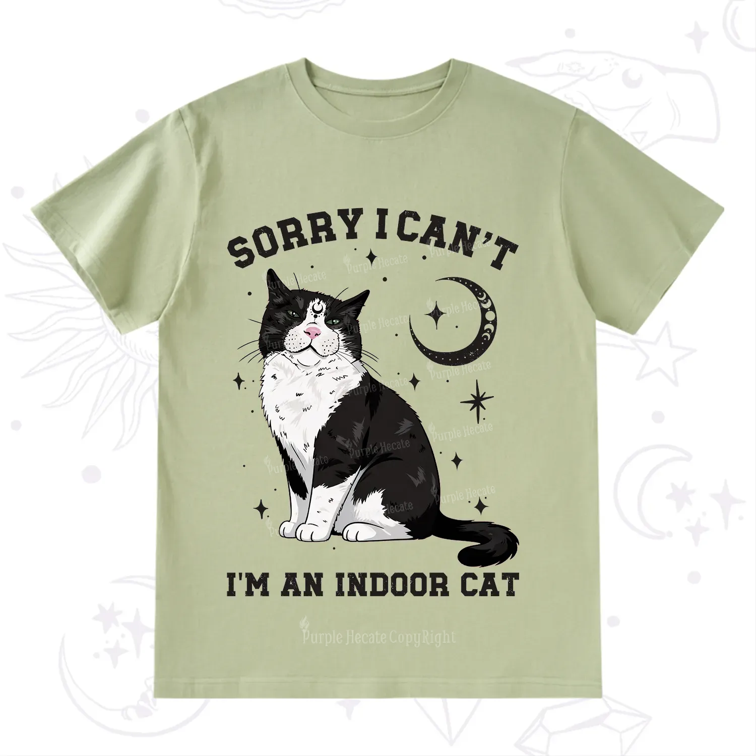 Purplehecate Sorry I Can't Go I'm an Indoor Cat T-Shirt