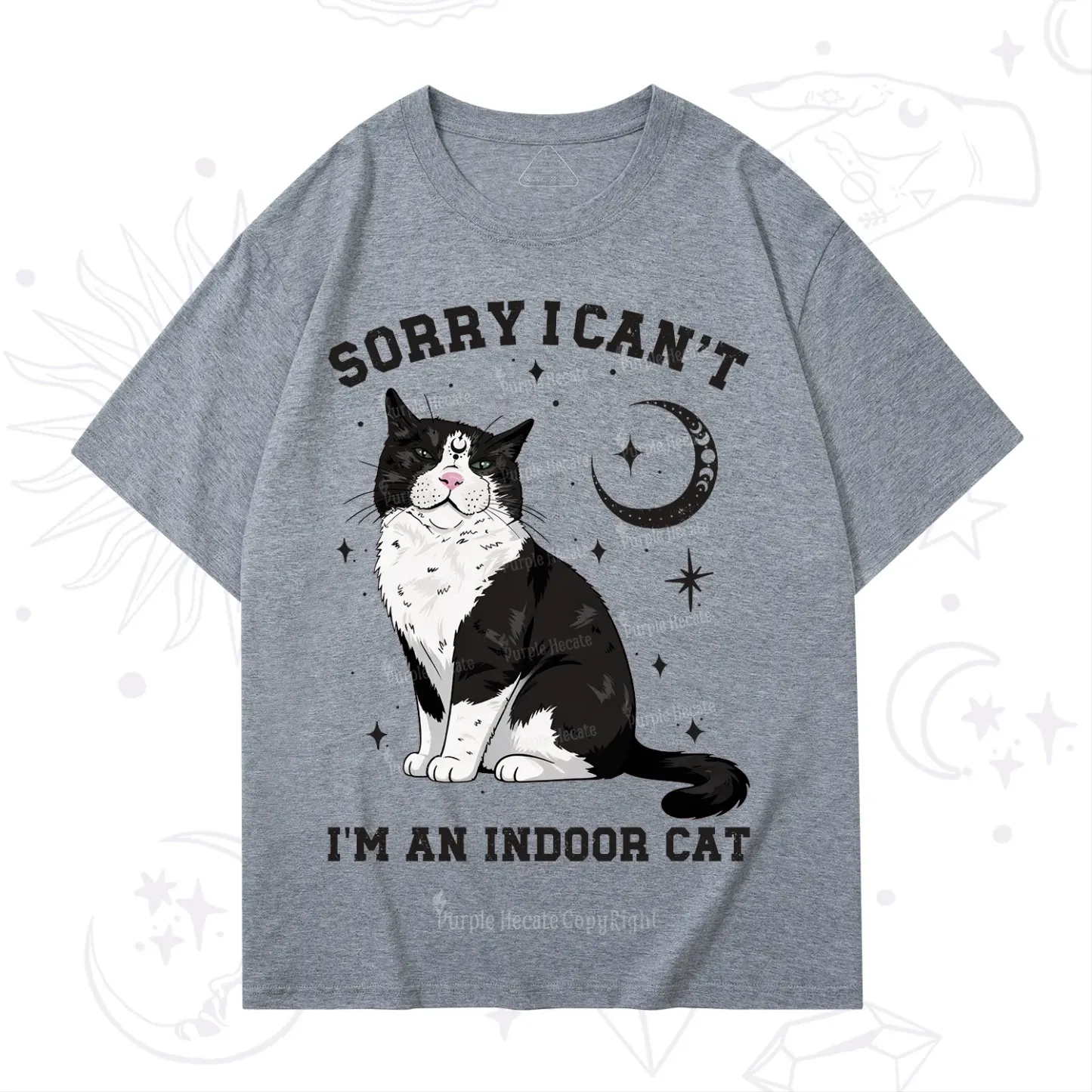 Purplehecate Sorry I Can't Go I'm an Indoor Cat T-Shirt