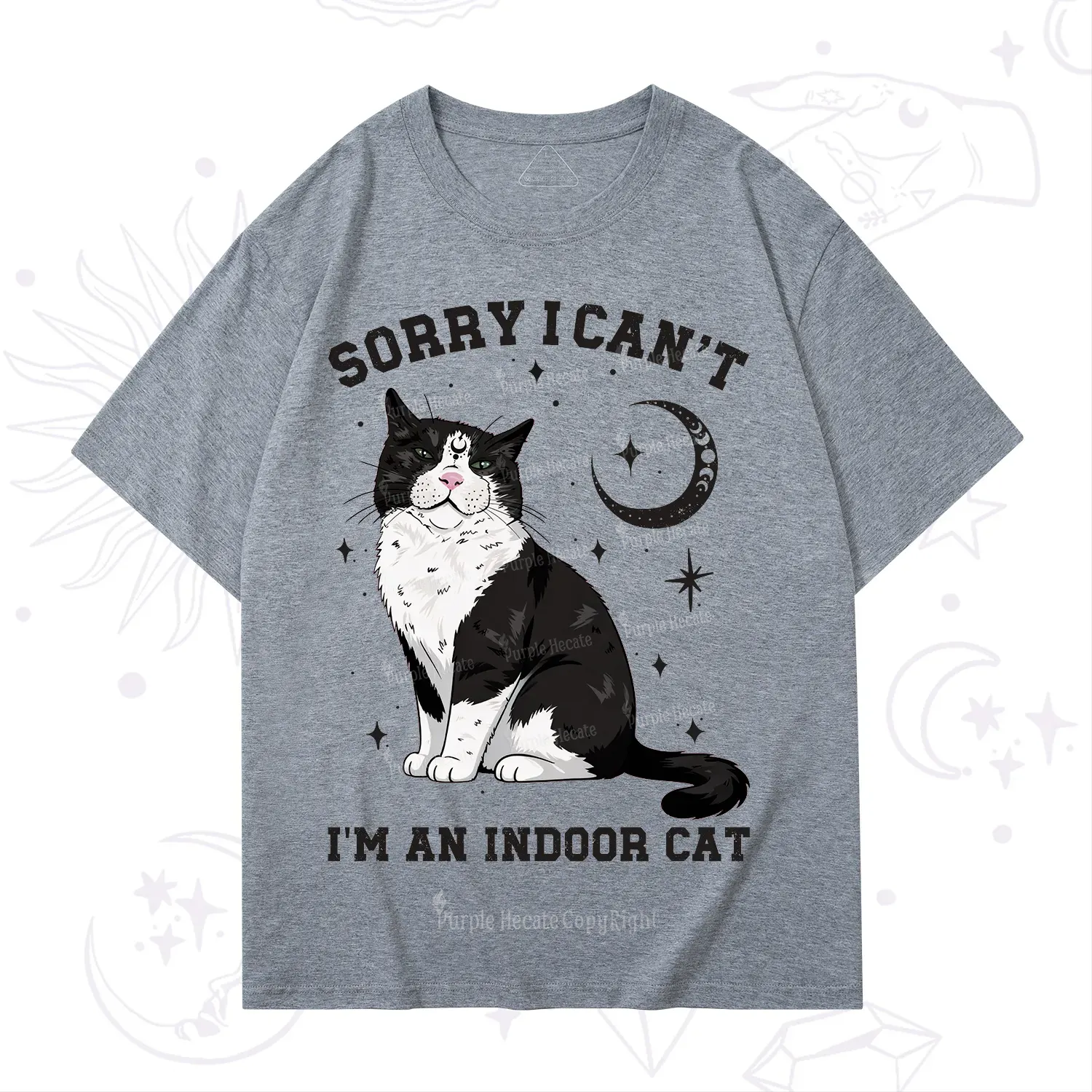 Purplehecate Sorry I Can't Go I'm an Indoor Cat T-Shirt