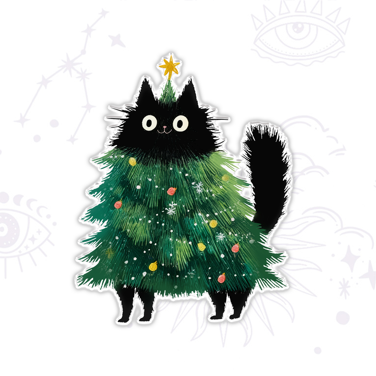 Purplehecate Black Cats Christmas Tree Christmas Magnet