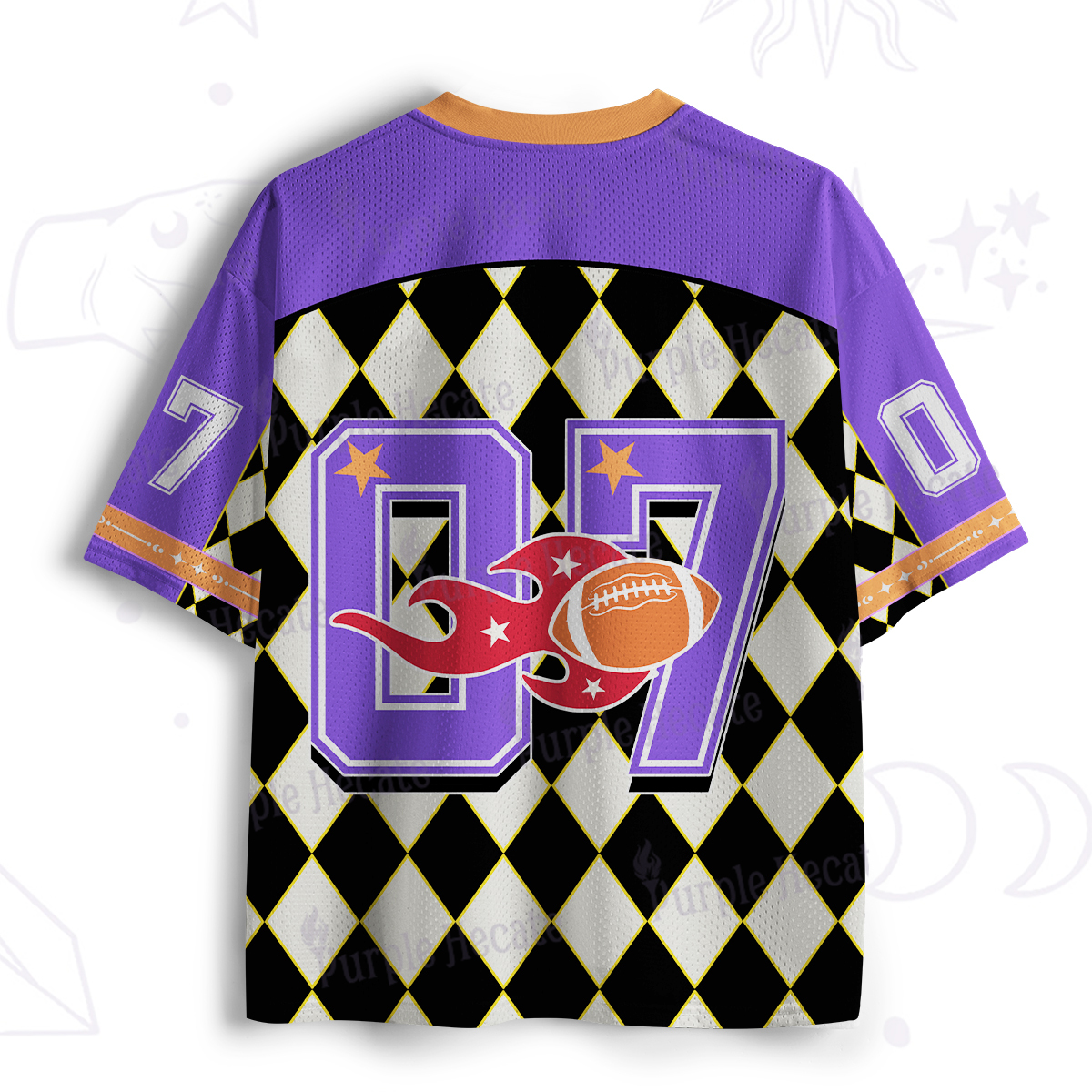 Purplehecate Purple Harlequin Gridiron Football Mesh Jersey