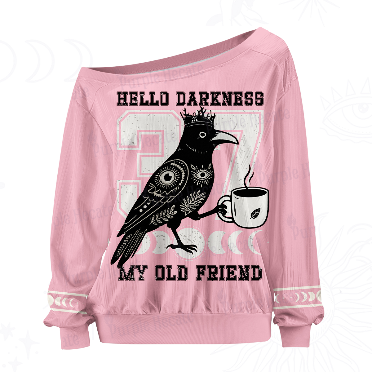 Purplehecate Hello Darkness My Old Friend Off The Shoulder Graphic Jersey