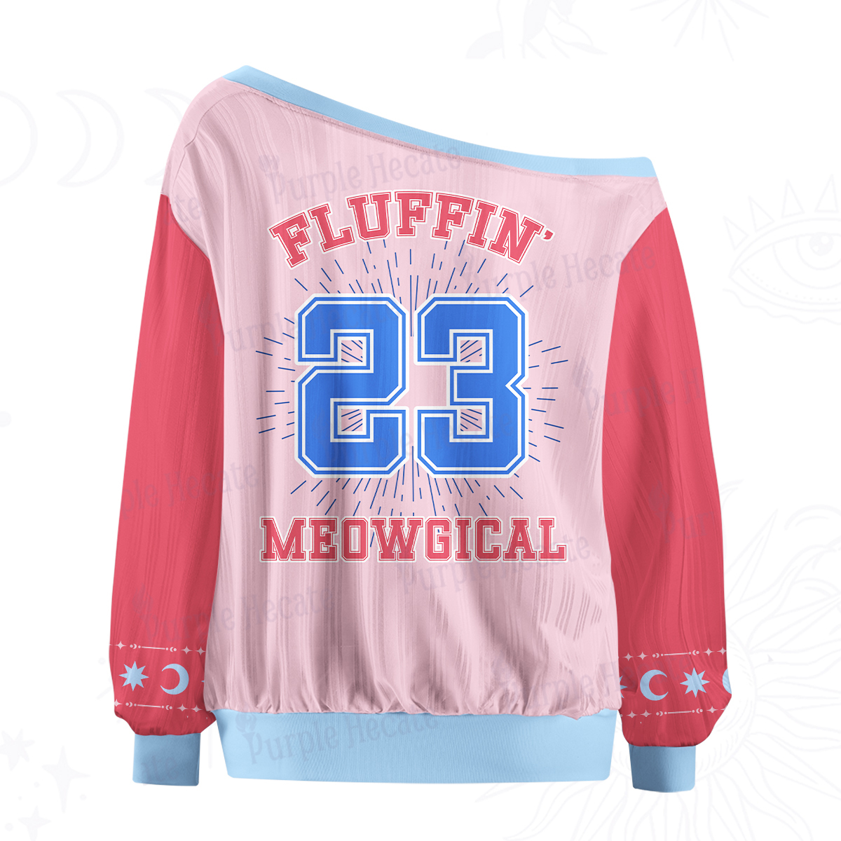 Purplehecate Fluffin Meowgical Off The Shoulder Graphic Jersey