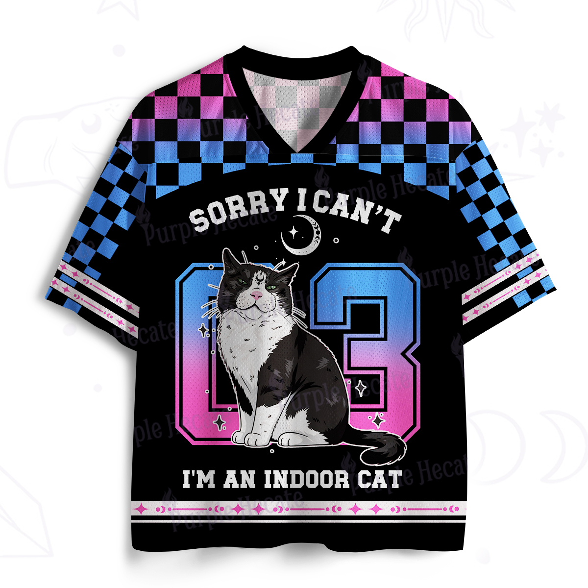 Purplehecate Sorry I Can't Go I'm an Indoor Cat Mesh Jersey
