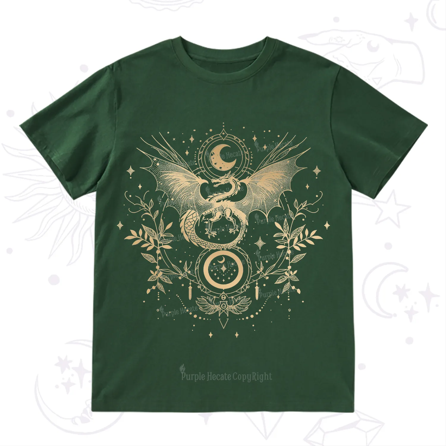 Purplehecate Celestial Dragon Moon Phase T-Shirt
