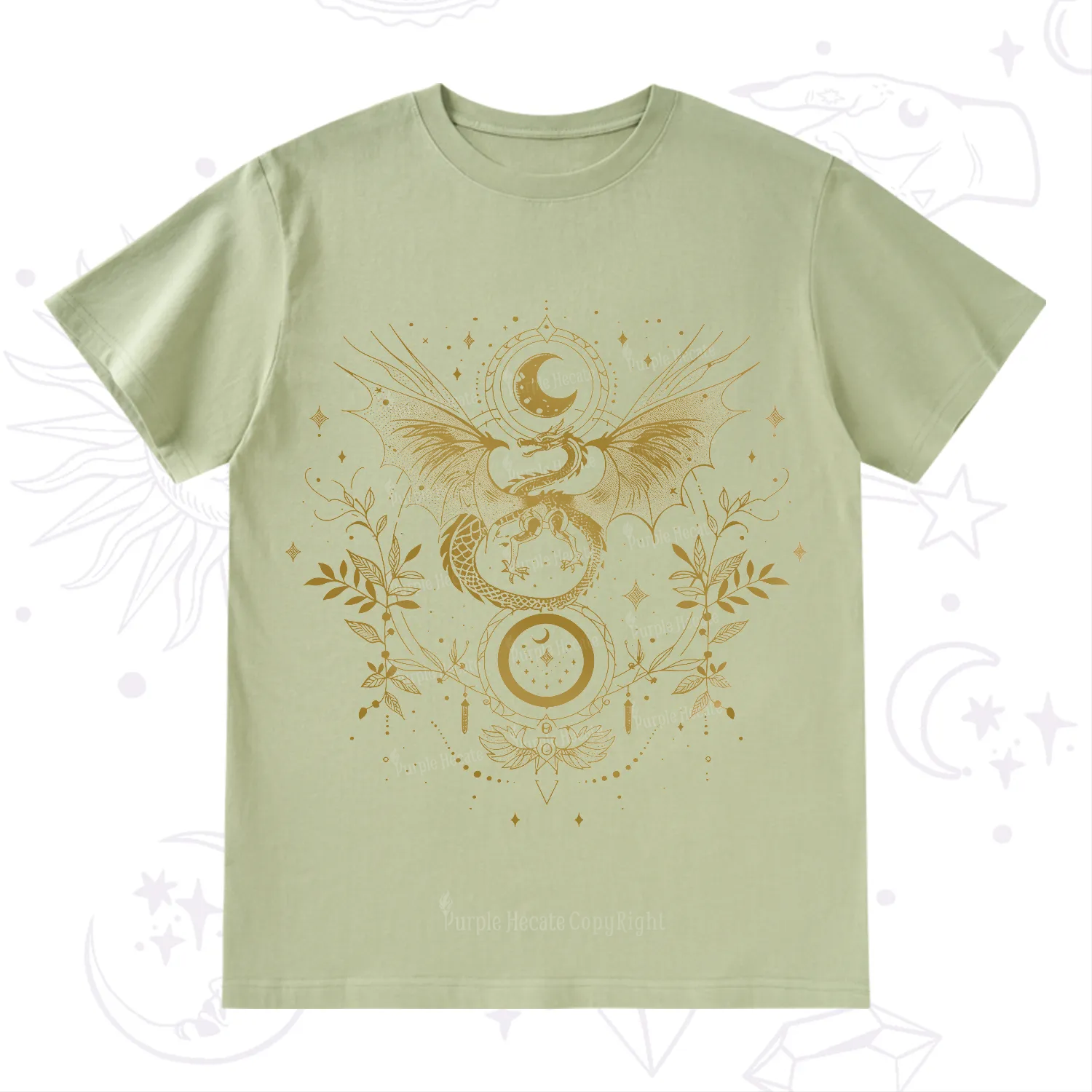 Purplehecate Celestial Dragon Moon Phase T-Shirt