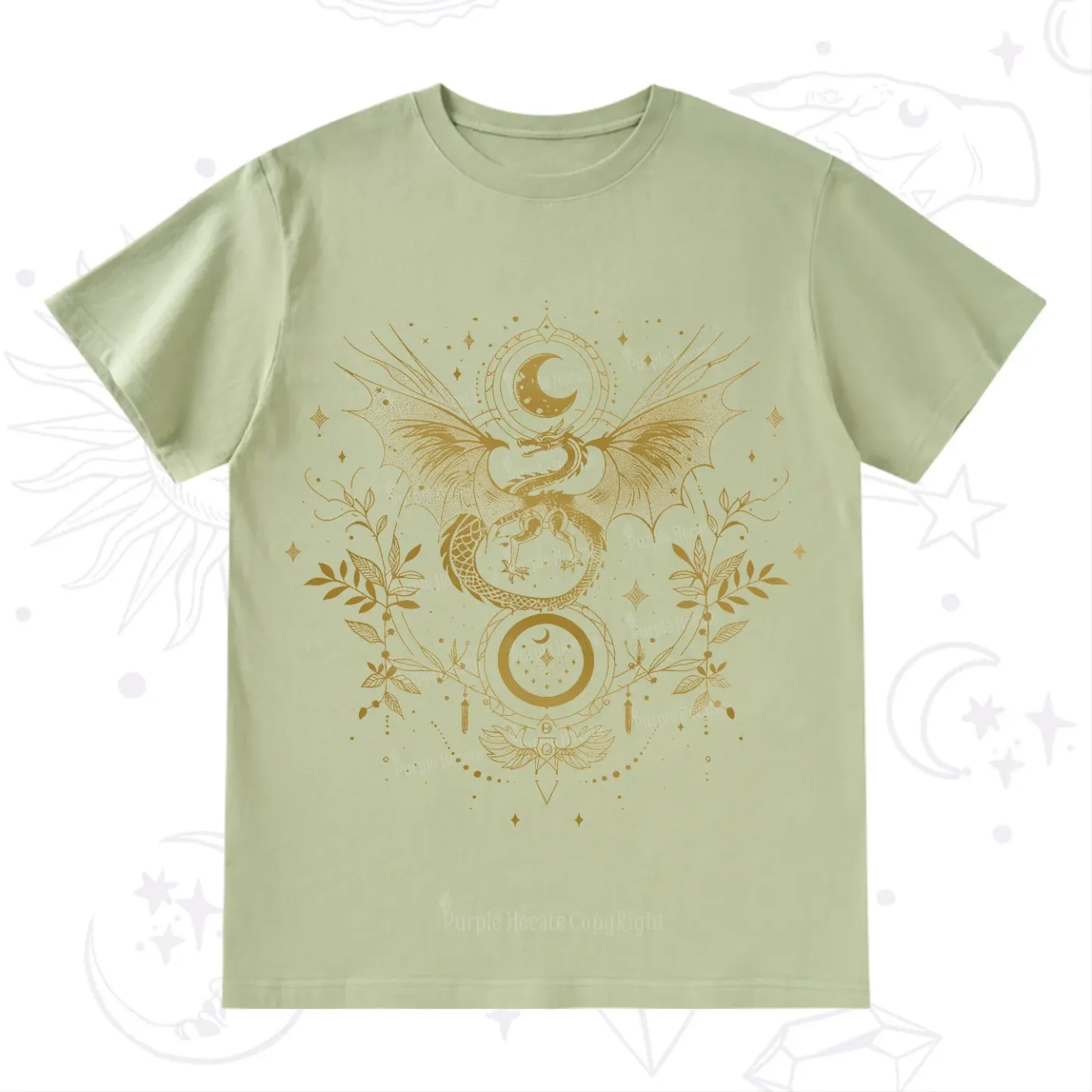 Purplehecate Celestial Dragon Moon Phase T-Shirt