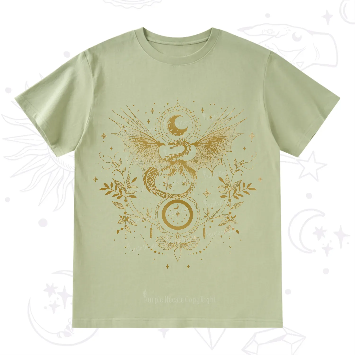 Purplehecate Celestial Dragon Moon Phase T-Shirt