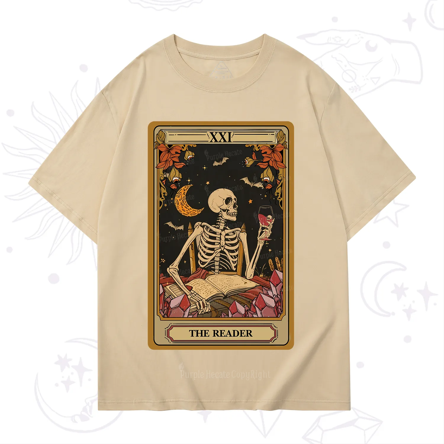 Purplehecate The Reader Tarot Skeleton T-Shirt