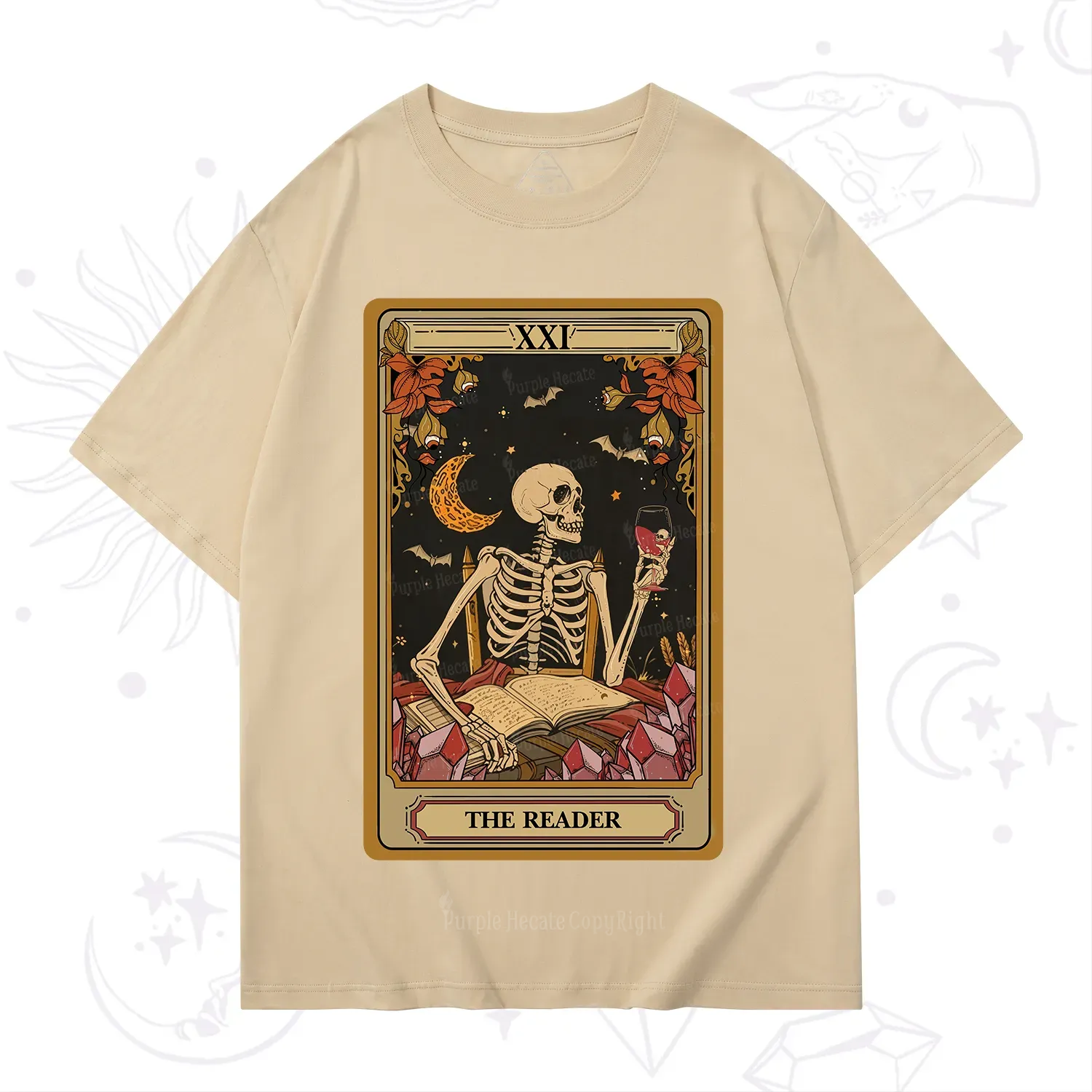 Purplehecate The Reader Tarot Skeleton T-Shirt