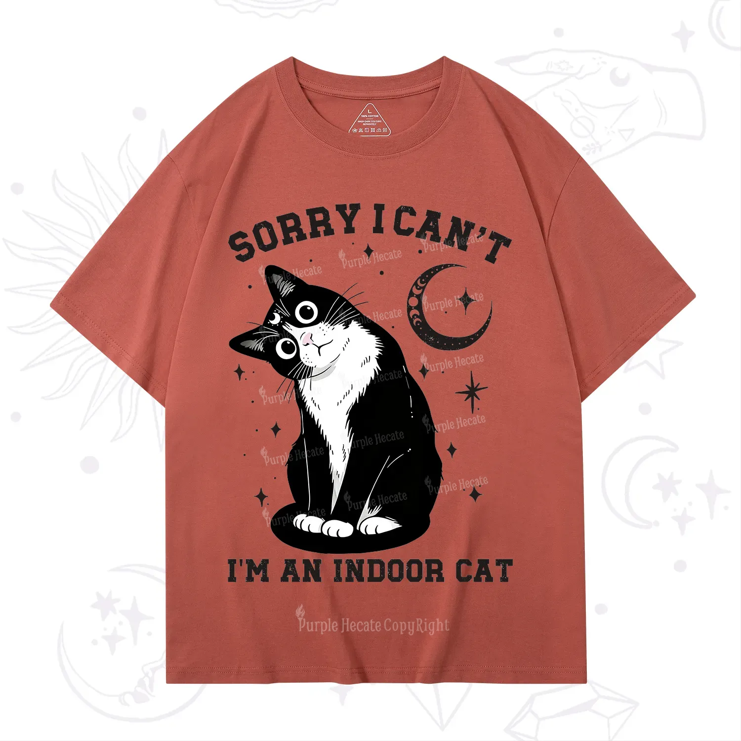 Purplehecate Sorry I Can't Go I'm an Indoor Cat T-Shirt