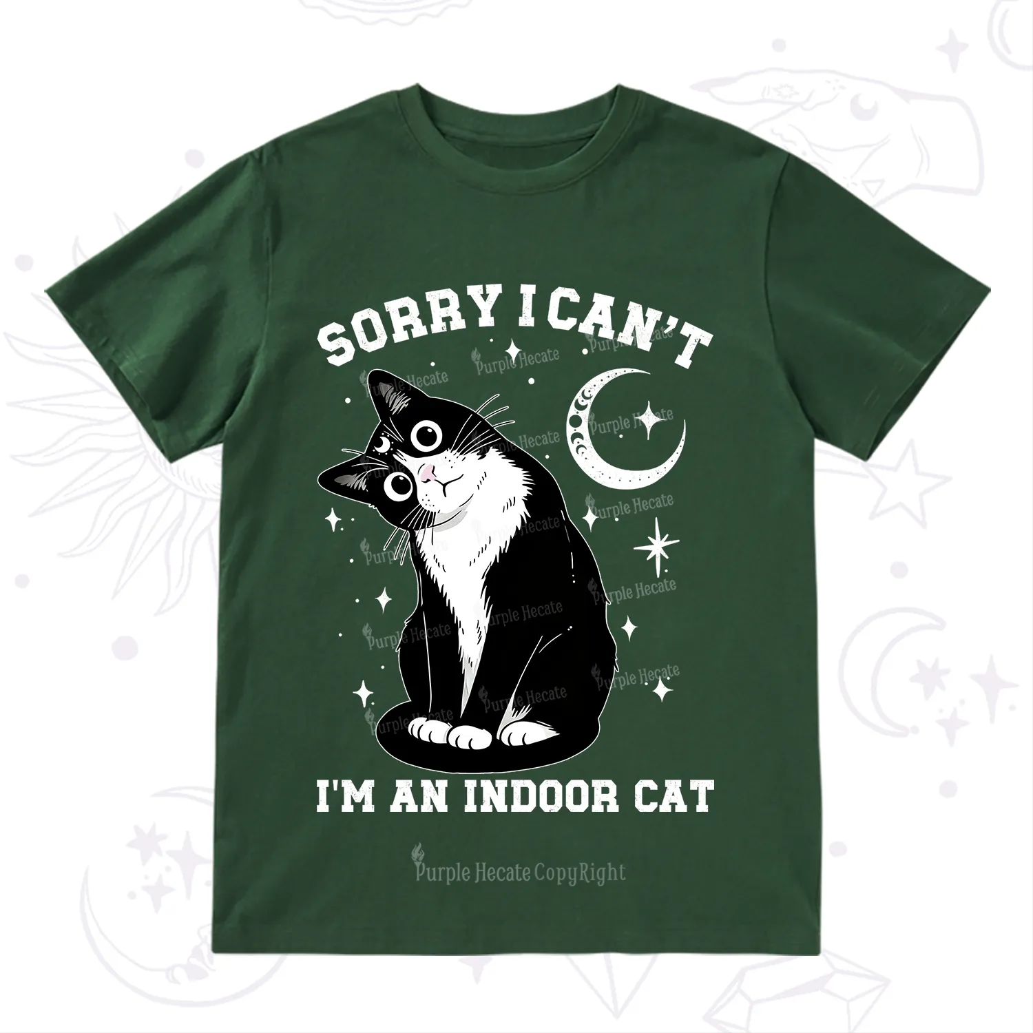 Purplehecate Sorry I Can't Go I'm an Indoor Cat T-Shirt