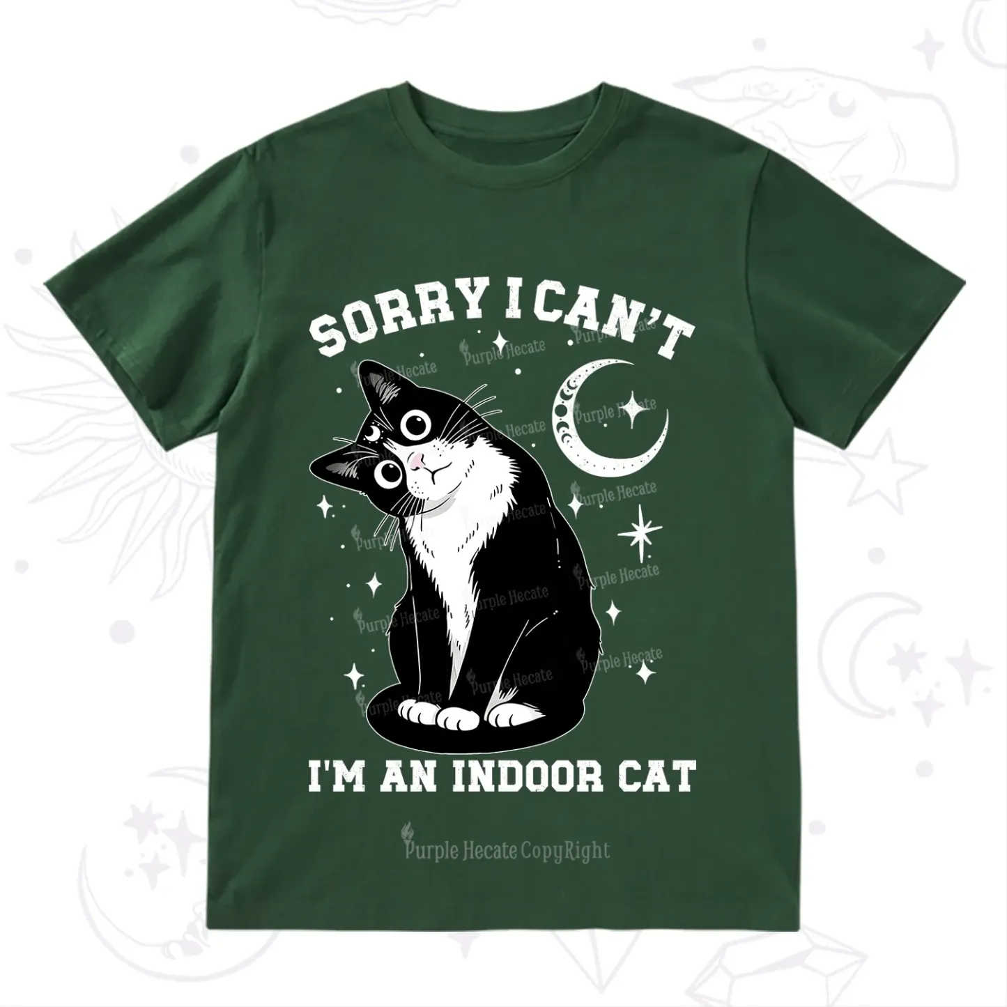 Purplehecate Sorry I Can't Go I'm an Indoor Cat T-Shirt