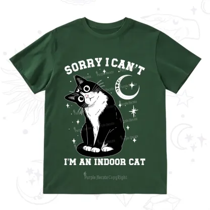Purplehecate Sorry I Can't Go I'm an Indoor Cat T-Shirt