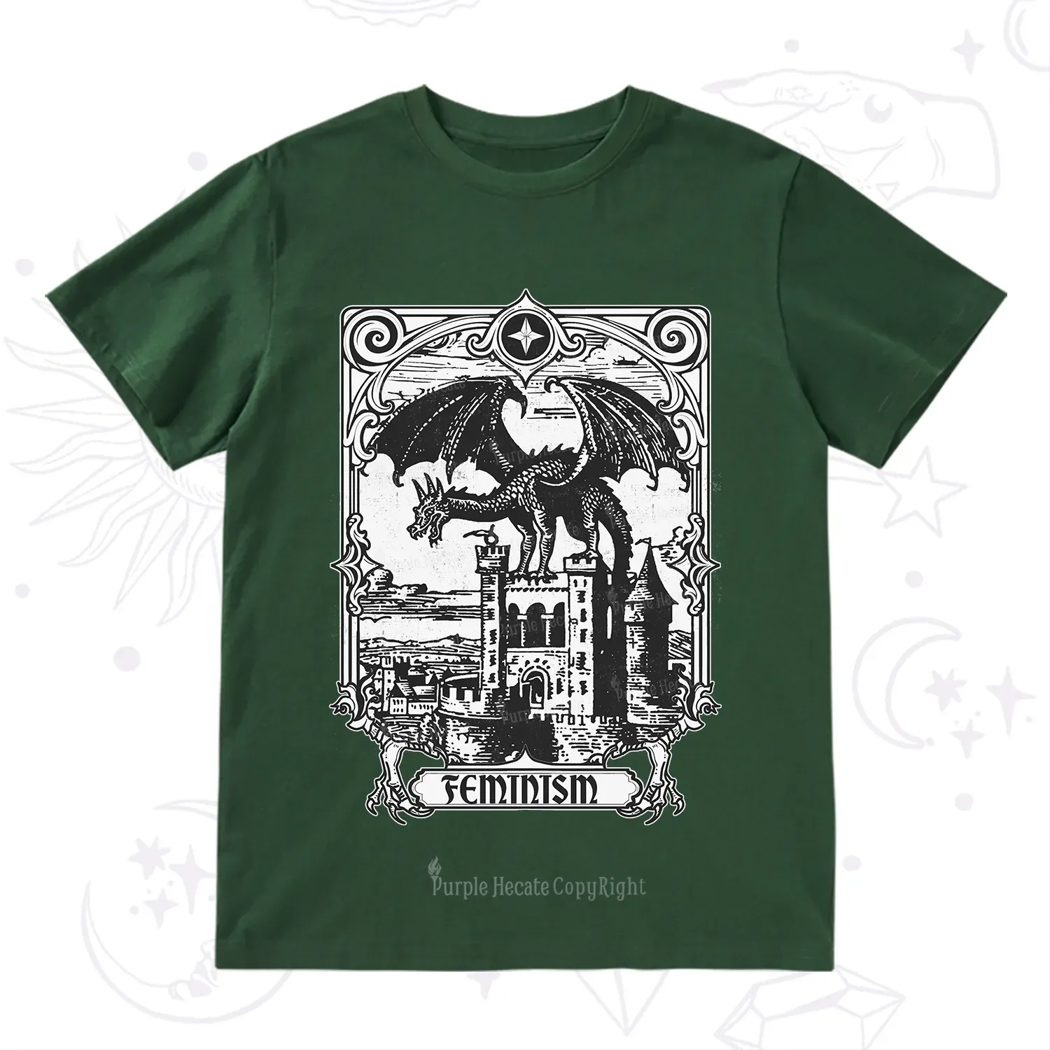 Purplehecate Medieval Feminist Dragon T-Shirt