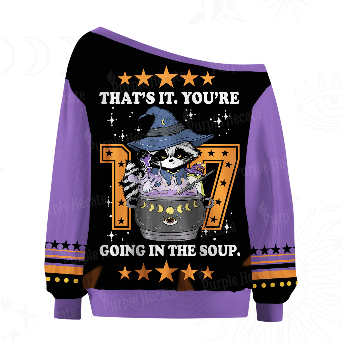 Purplehecate That's It You're Going In The Soup Raccoon Off The Shoulder Graphic Jersey