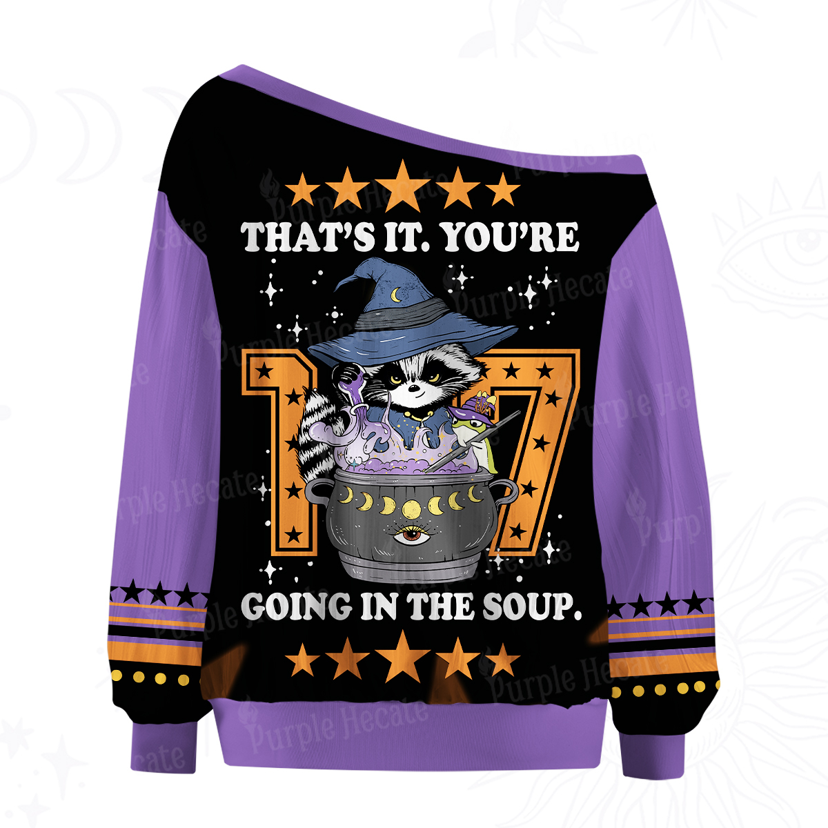 Purplehecate That's It You're Going In The Soup Raccoon Off The Shoulder Graphic Jersey