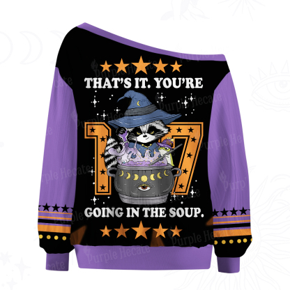 Purplehecate That's It You're Going In The Soup Raccoon Off The Shoulder Graphic Jersey