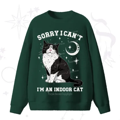 Purplehecate Sorry I Can't Go I'm an Indoor Cat Fuzzy Ugly Sweater