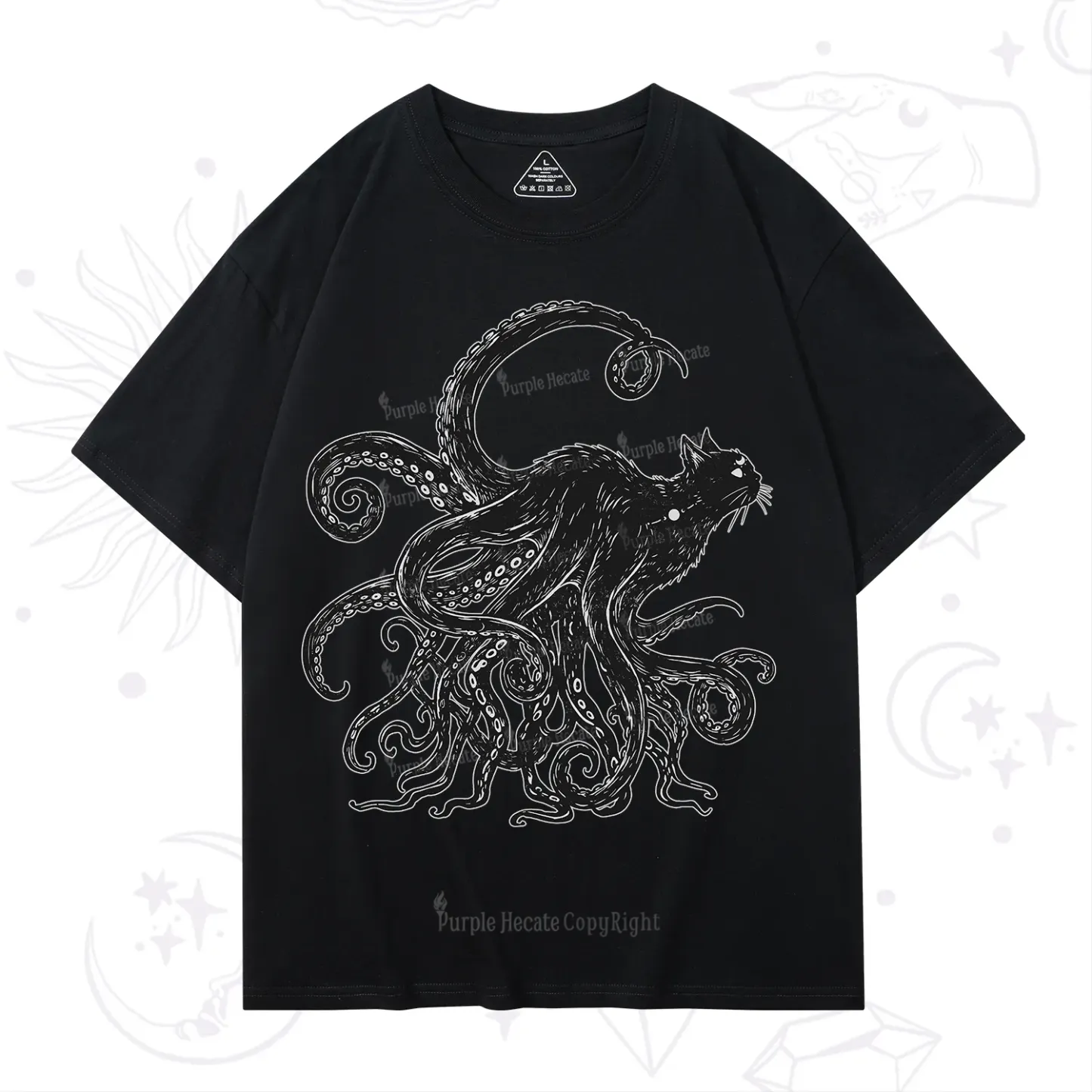 Purplehecate Black Cat with Octopus Tentacles T-Shirt