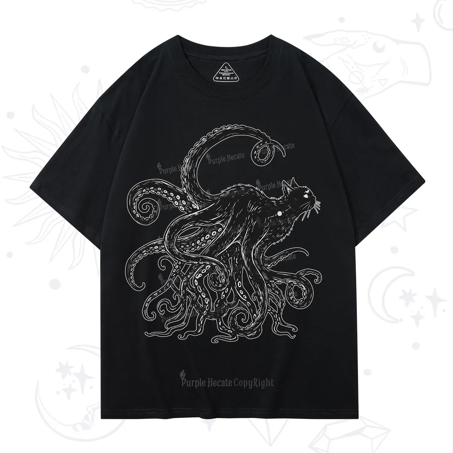 Purplehecate Black Cat with Octopus Tentacles T-Shirt