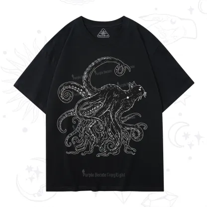 Purplehecate Black Cat with Octopus Tentacles T-Shirt