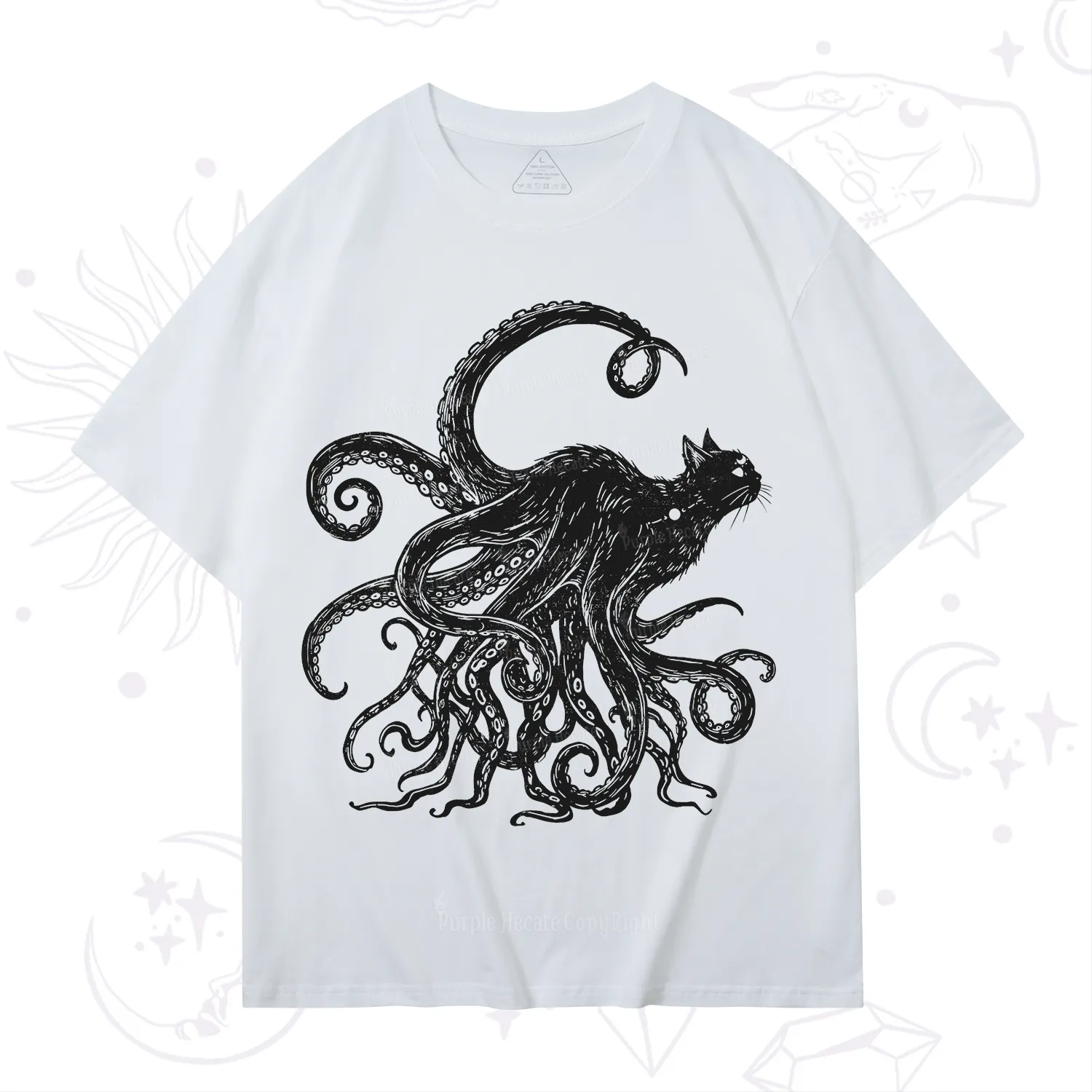 Purplehecate Black Cat with Octopus Tentacles T-Shirt