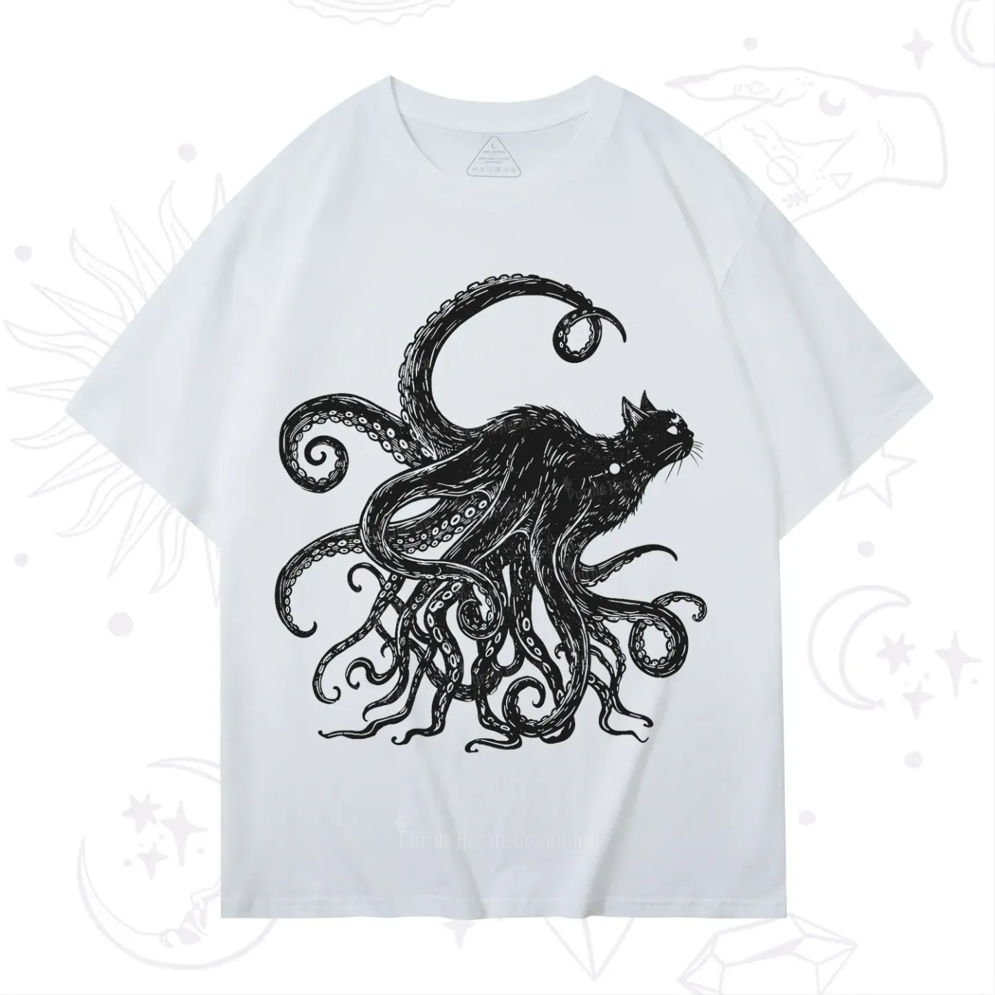 Purplehecate Black Cat with Octopus Tentacles T-Shirt