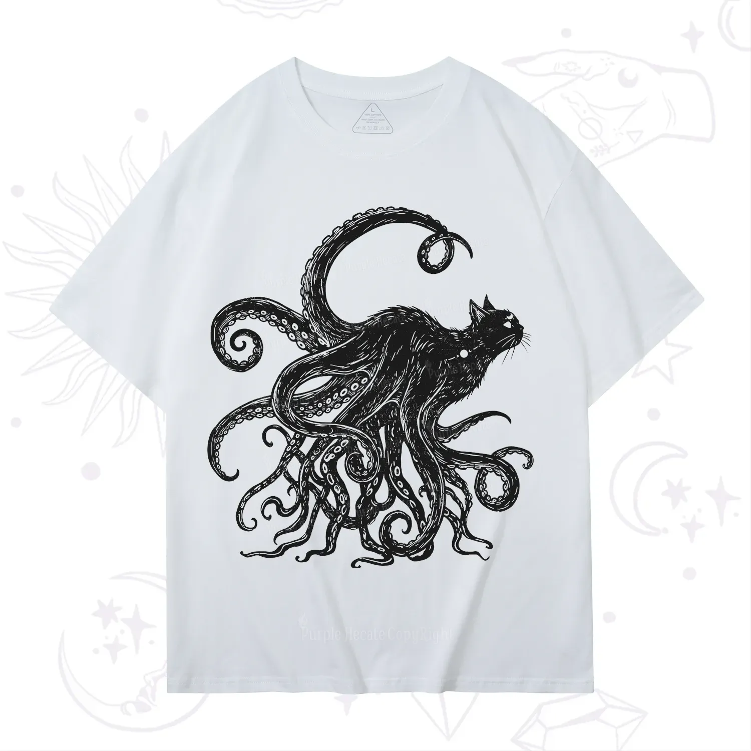 Purplehecate Black Cat with Octopus Tentacles T-Shirt