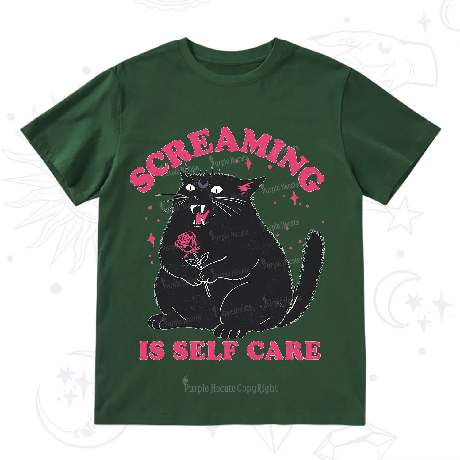 Purplehecate Funny Cat Screaming Is Self Care T-Shirt