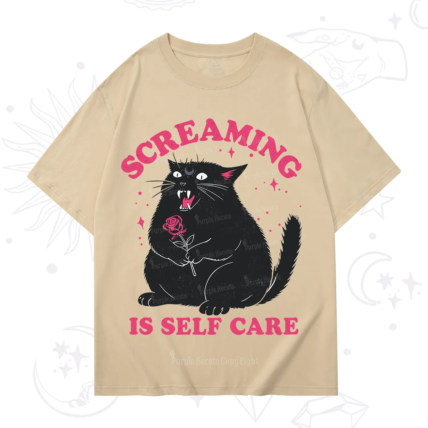 Purplehecate Funny Cat Screaming Is Self Care T-Shirt