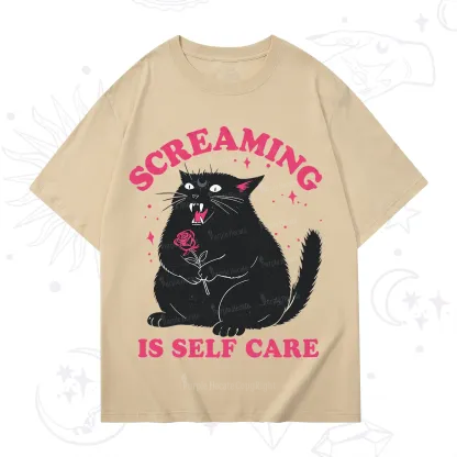 Purplehecate Funny Cat Screaming Is Self Care T-Shirt
