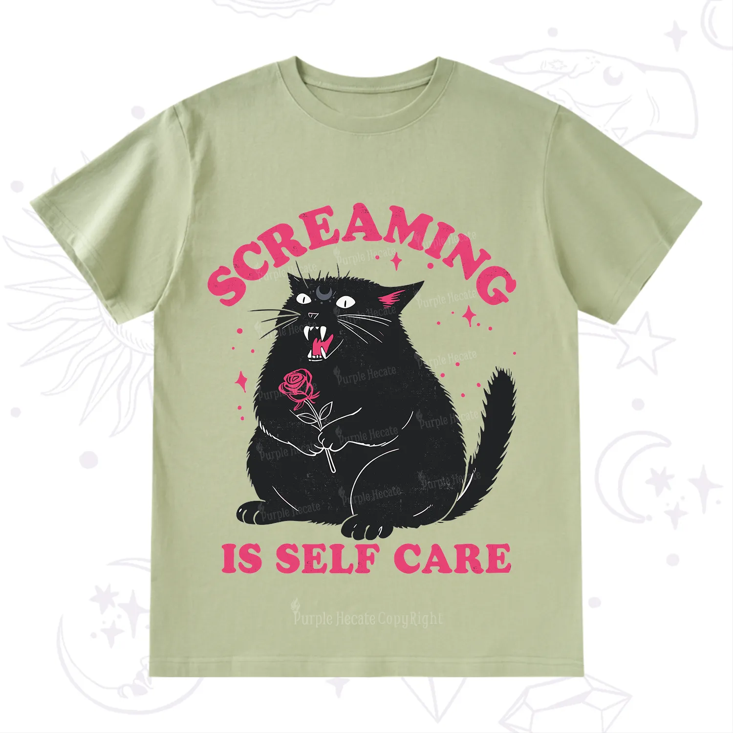 Purplehecate Funny Cat Screaming Is Self Care T-Shirt