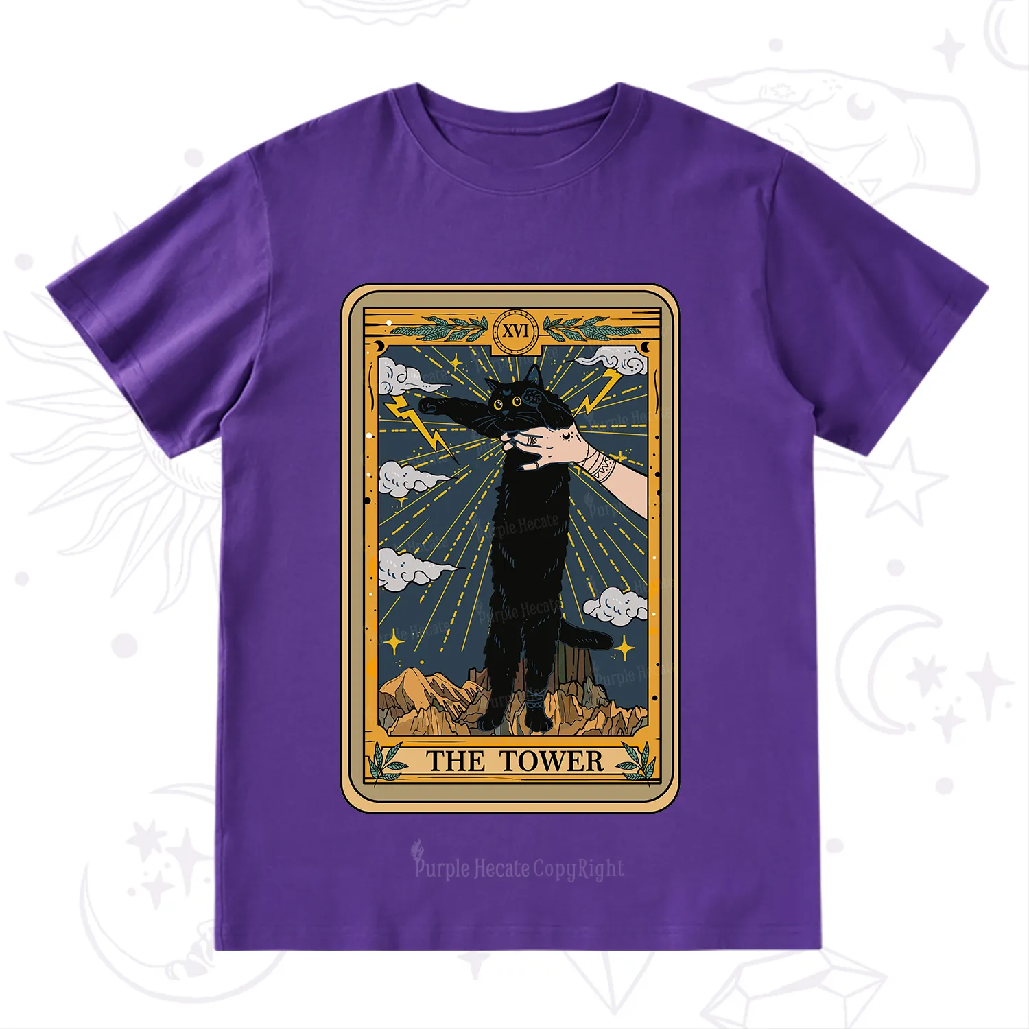 Purplehecate The Tower Cats Tarot T-Shirt