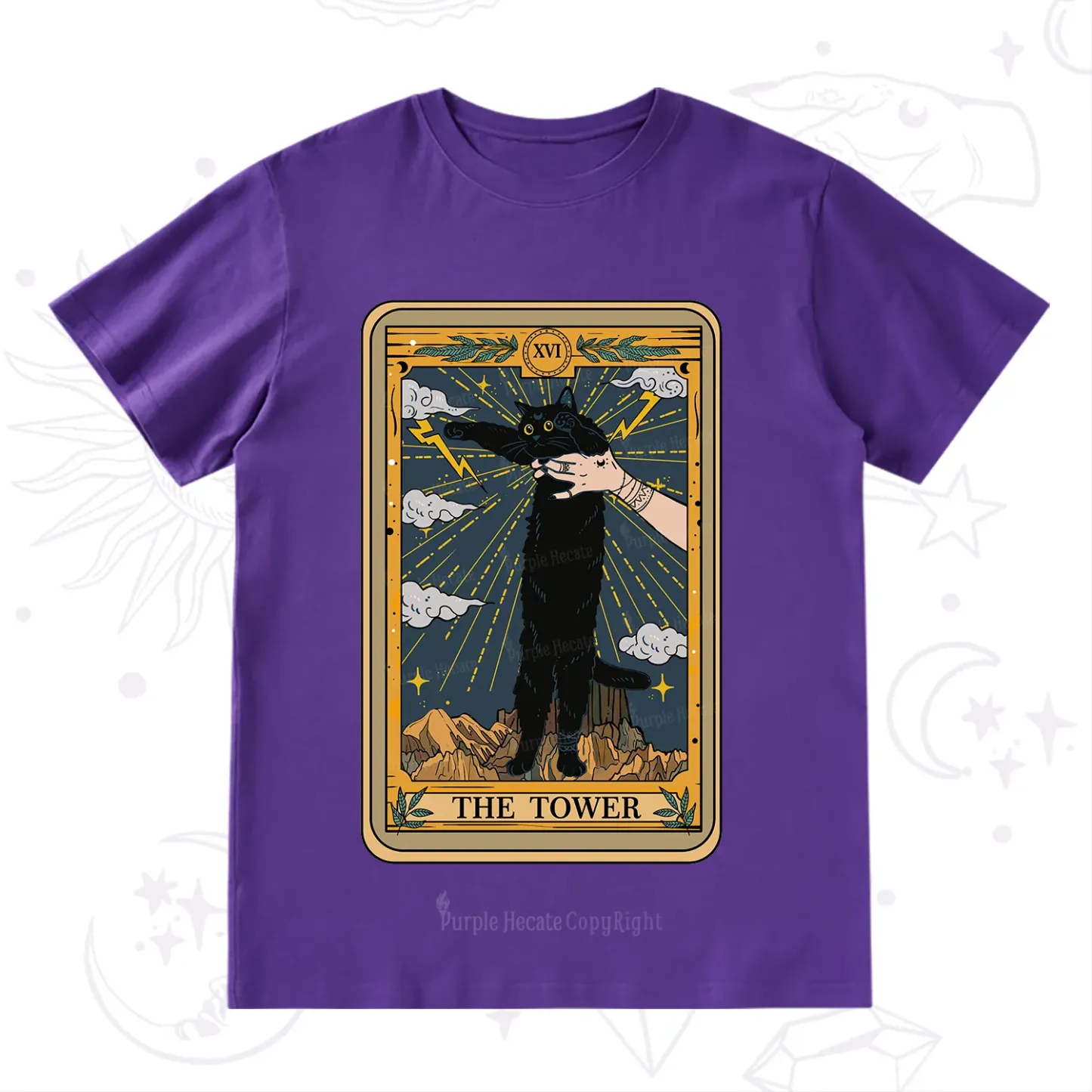 Purplehecate The Tower Cats Tarot T-Shirt