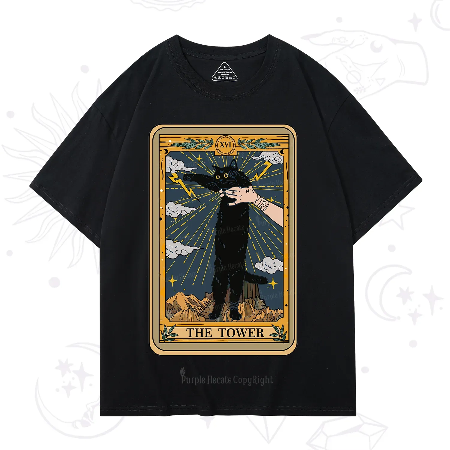 Purplehecate The Tower Cats Tarot T-Shirt