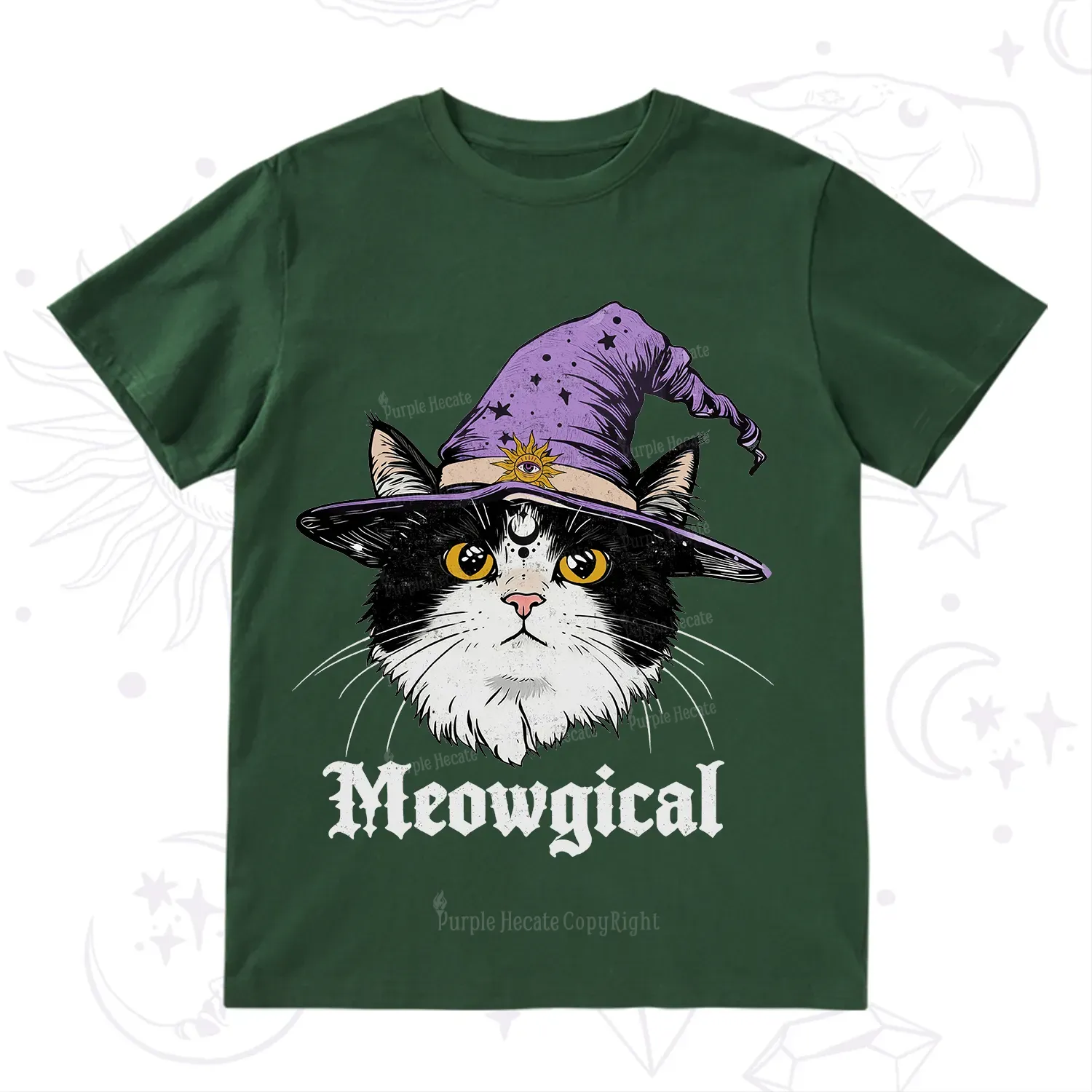 Purplehecate Meowgical Witch Cat T-Shirt