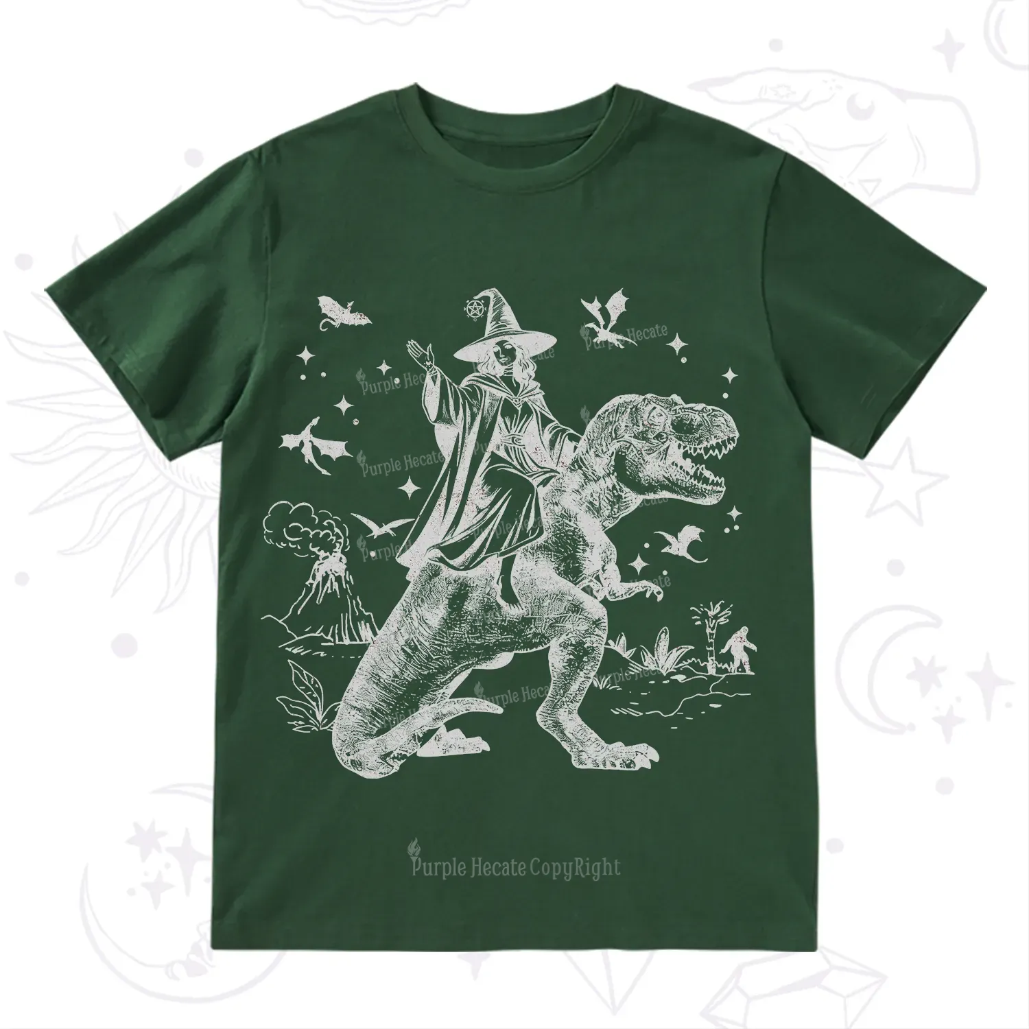 Purplehecate Witch Riding Dino T-Shirt
