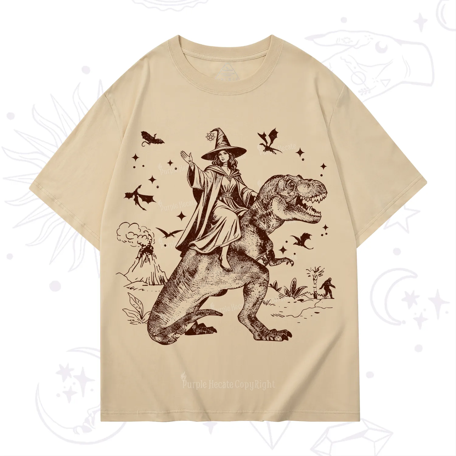 Purplehecate Witch Riding Dino T-Shirt