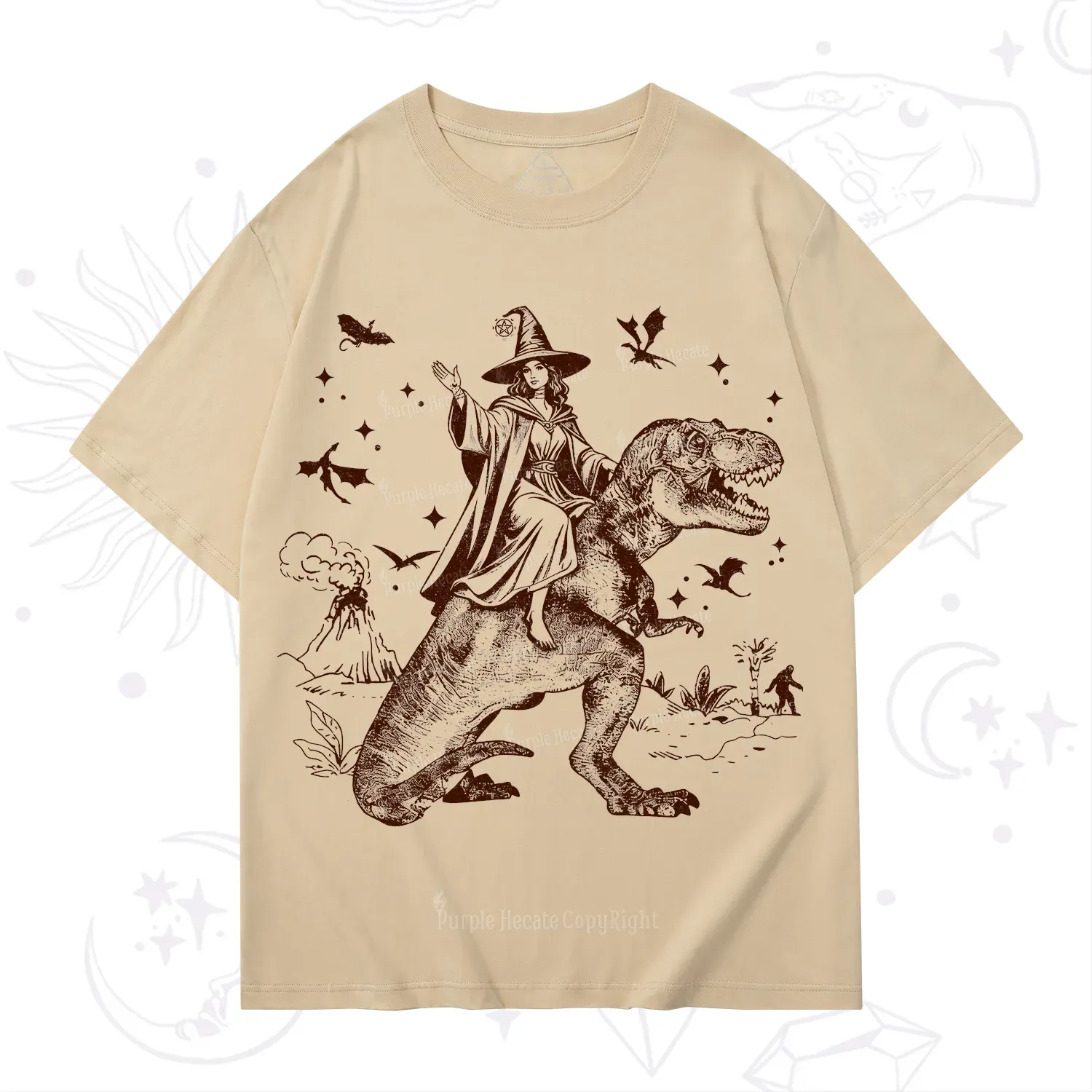 Purplehecate Witch Riding Dino T-Shirt