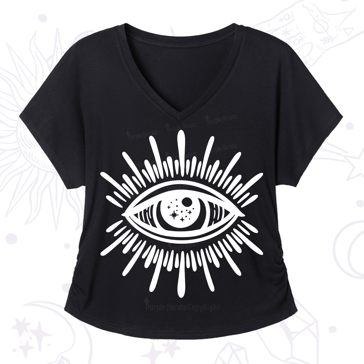 Purplehecate Evil Eye V-Neck T-Shirt