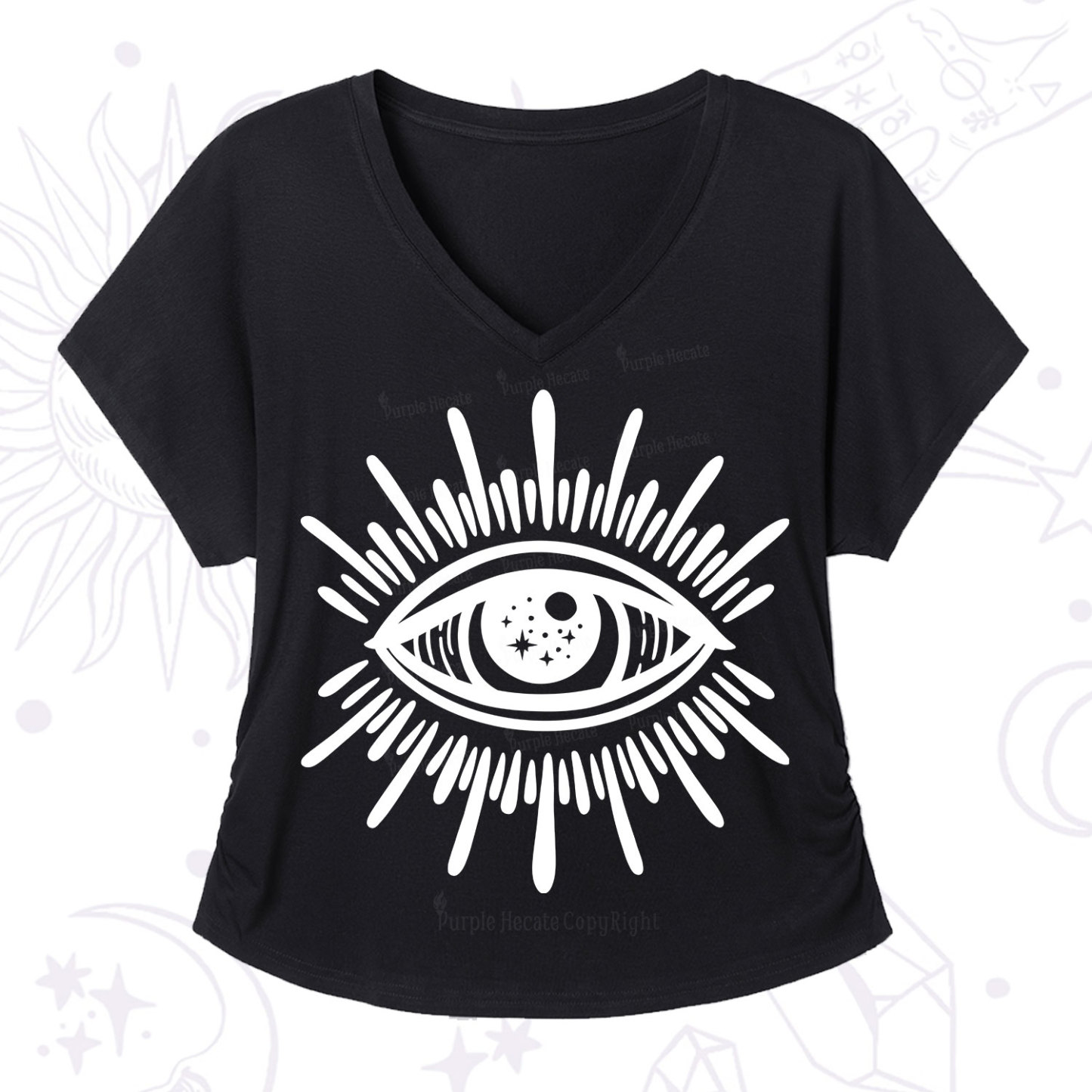 Purplehecate Evil Eye V-Neck T-Shirt