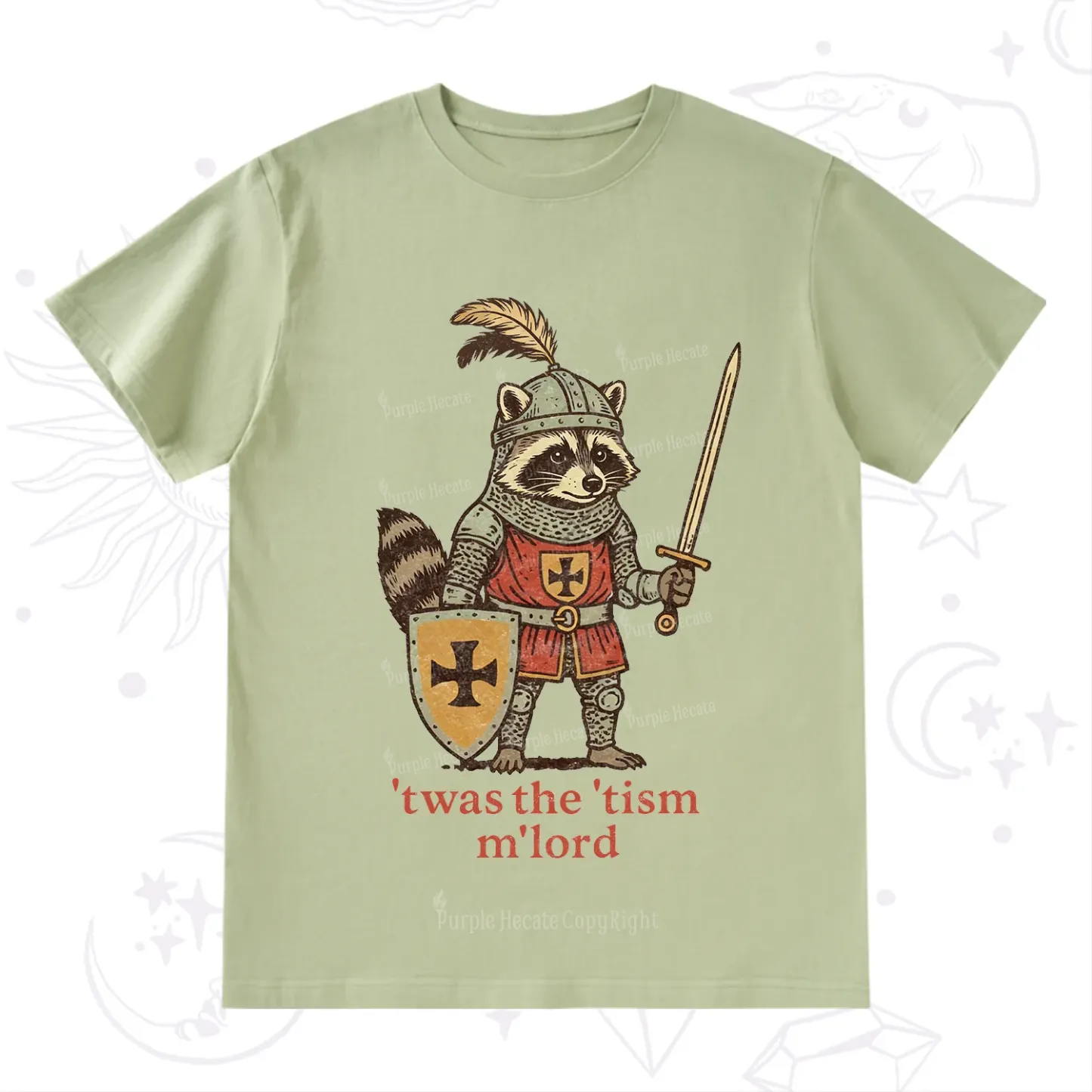 Purplehecate Raccoon Knight 'Twas The Tism M'Lord T-Shirt