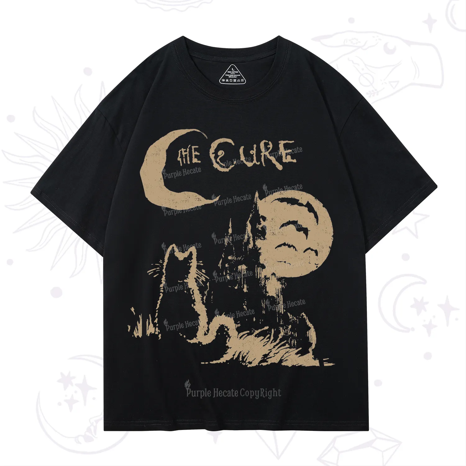 Purplehecate Goth Moon Cat Post-Punk T-Shirt