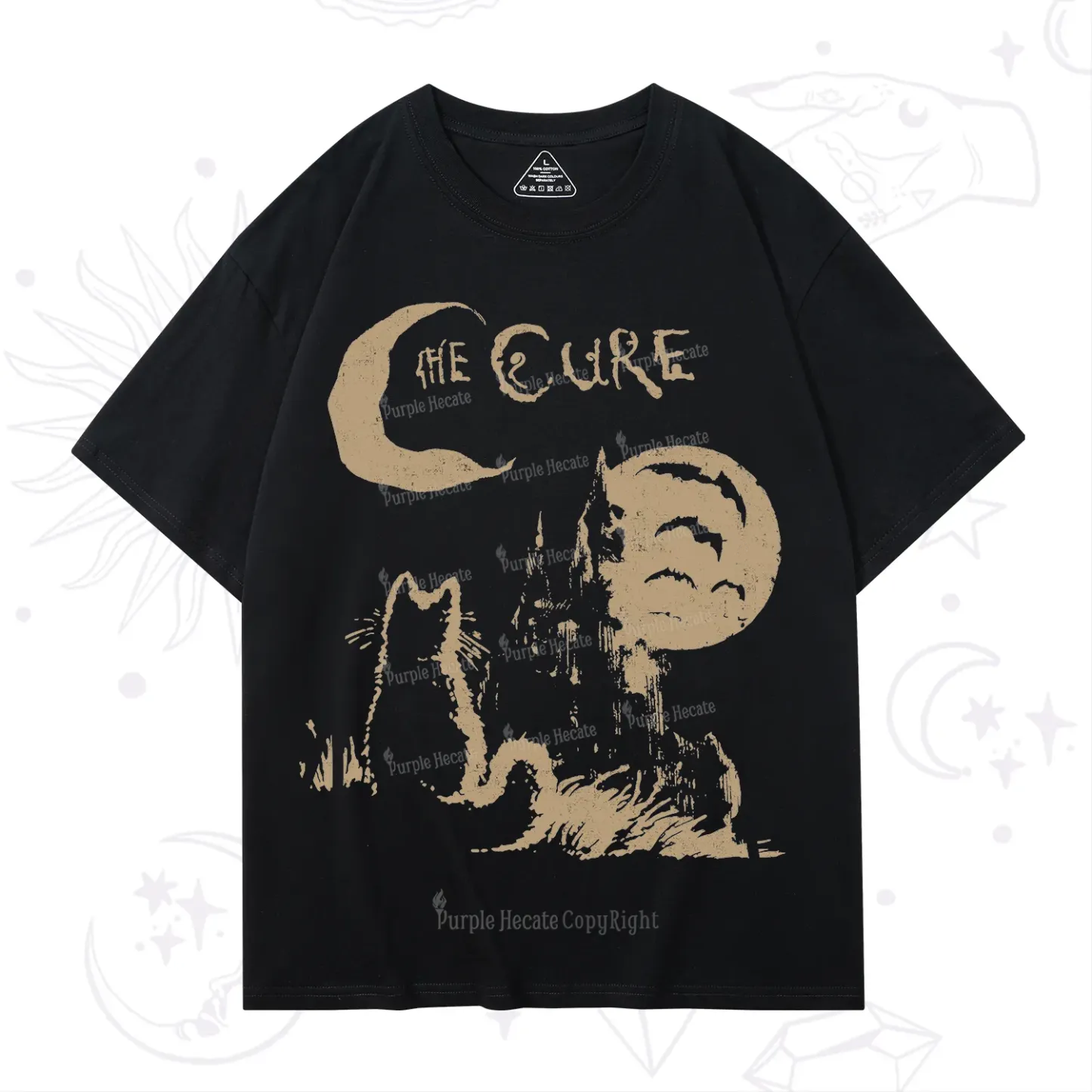 Purplehecate Goth Moon Cat Post-Punk T-Shirt